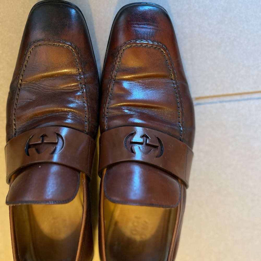 Gucci Brown Loafers with Classic Penny Slot Design